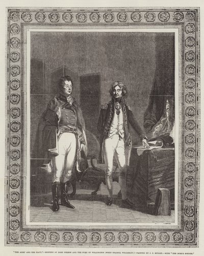 The Army and the Navy, Meeting of Lord Nelson and the Duke of Wellington (when Colonel Wellesley) by John Prescott Knight
